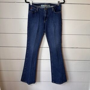 MUDD Y2K Vtg No Waistband Flare Jeans Sz 9 Dark Wash Going Out Mid‎ Rise Stretch